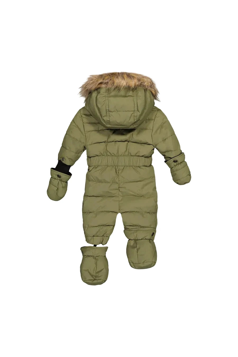 Deux Par Deux Baby Original One Piece Puffy Snowsuit With Removable Mittens And Boots Olive Green - Online Exclusive
