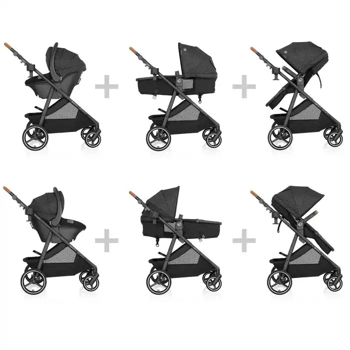 Evenflo Shyft Intuiti Travel System featuring Revolve180 LiteMax NXT with SensorySoothe - Black Shale - Online Exclusive