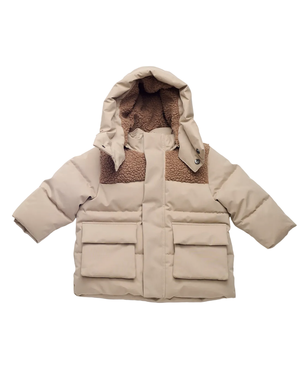 7AM Oat Cacao PUFFER JACKET • BENJI APPLIQUÉ - Online Exclusive