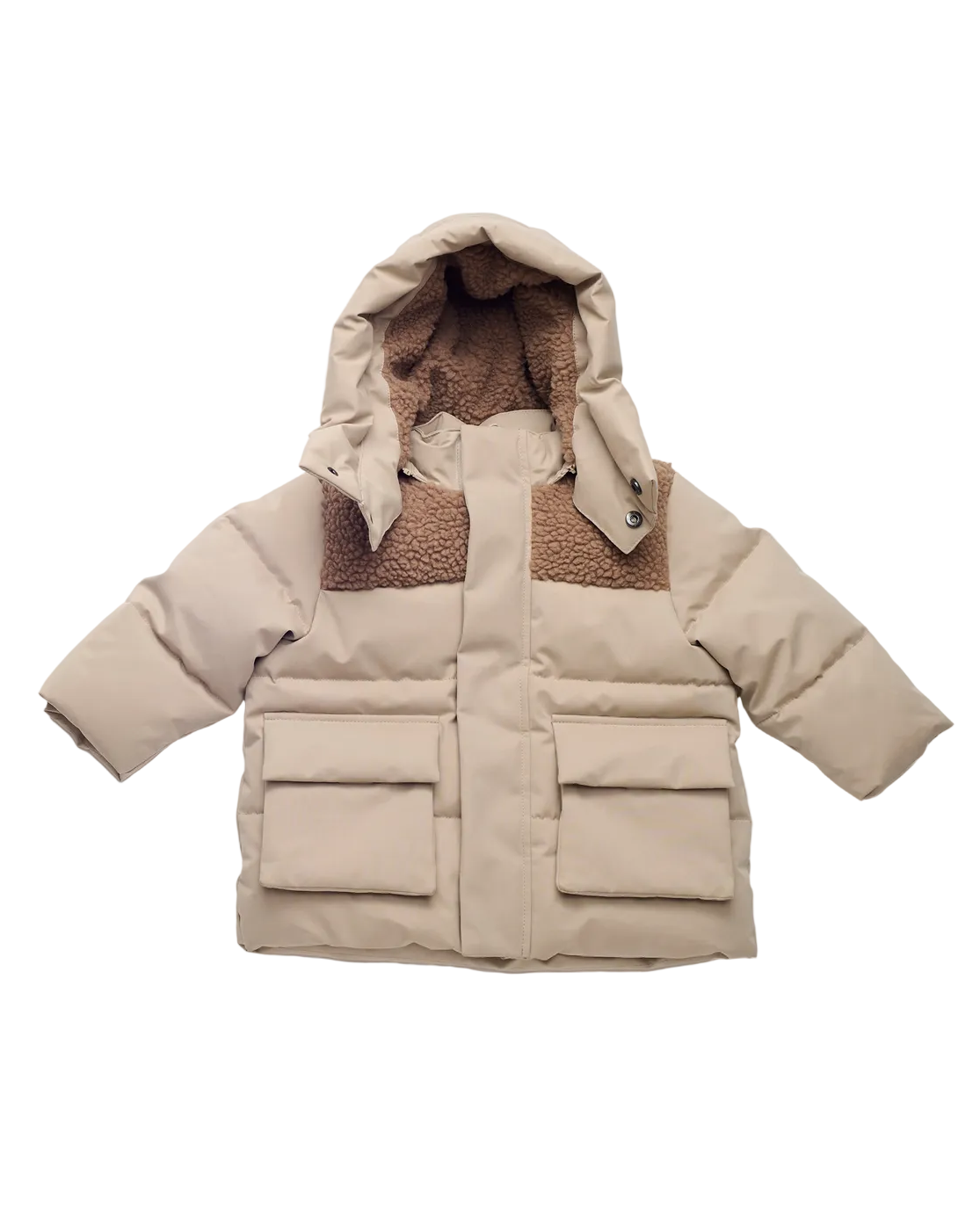 7AM Oat Cacao PUFFER JACKET • BENJI APPLIQUÉ - Online Exclusive