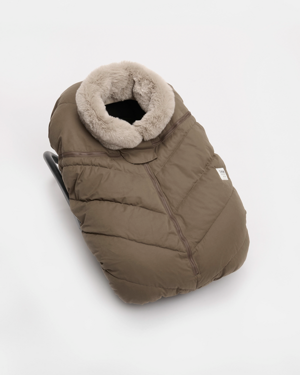 7AM Moss Brown Faux Fur CAR SEAT COCOON • HELSINKI - Online Exclusive