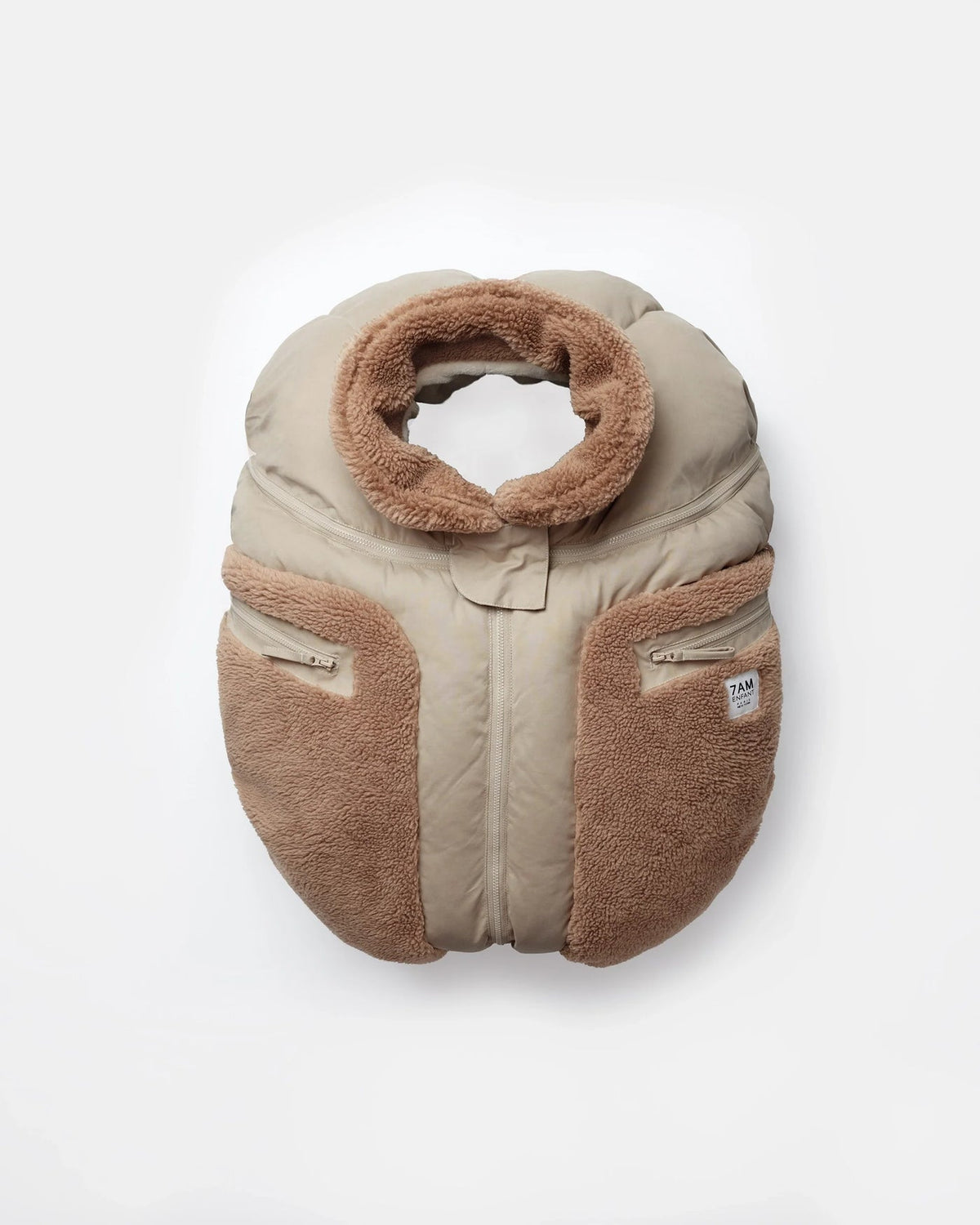 7AM Oat Cacao CAR SEAT COCOON • BENJI APPLIQUÉ - Online Exclusive