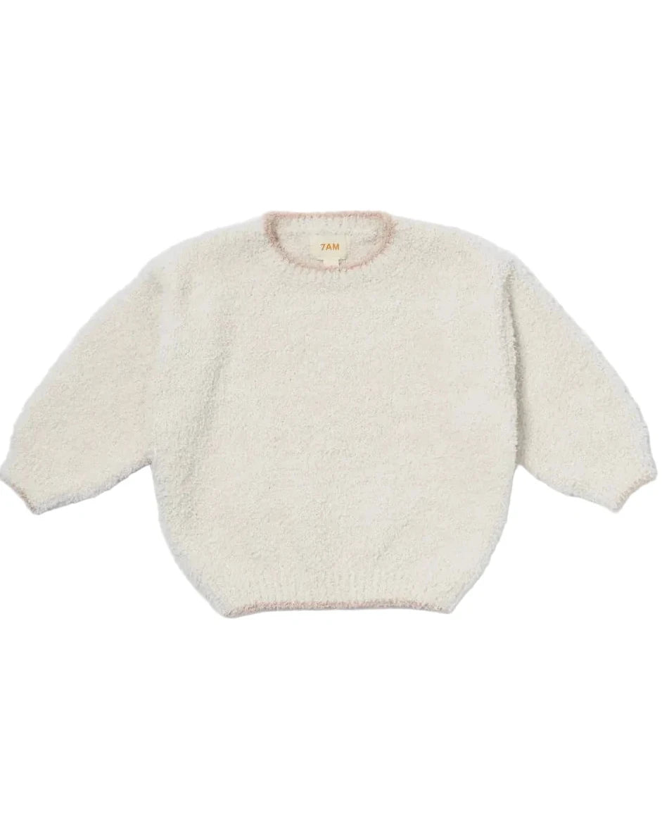 7AM Ecru BOXY SWEATER • FUZZY - Online Exclusive