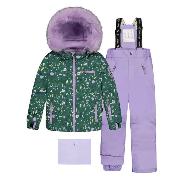 Deux Par Deux Two Piece Play Snowsuit Green Mini Flower Print - Online Exclusive