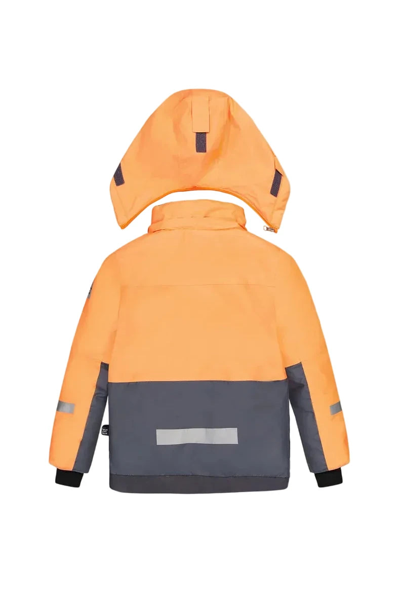 Deux Par Deux Two Piece Teknik Snowsuit Bright Orange Grey And Taupe - Online Exclusive
