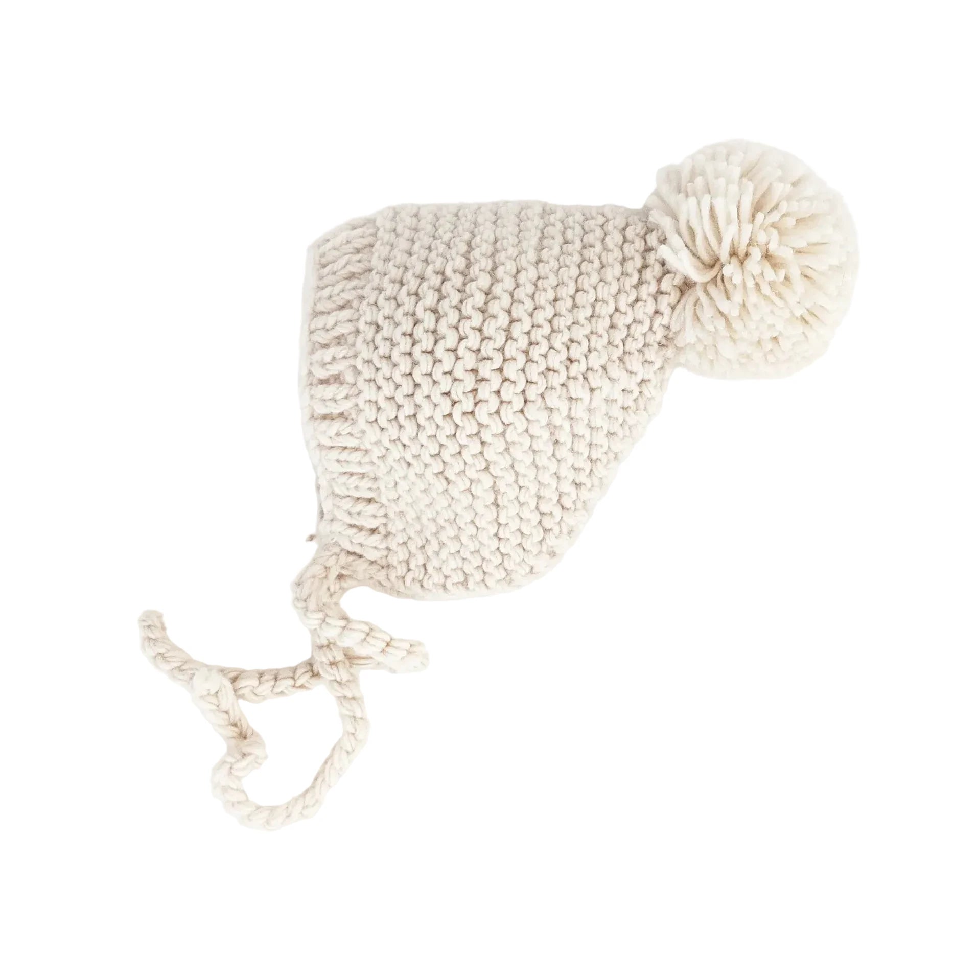 HUGGALUGS NATURAL BONNET GARTER STITCH KNIT