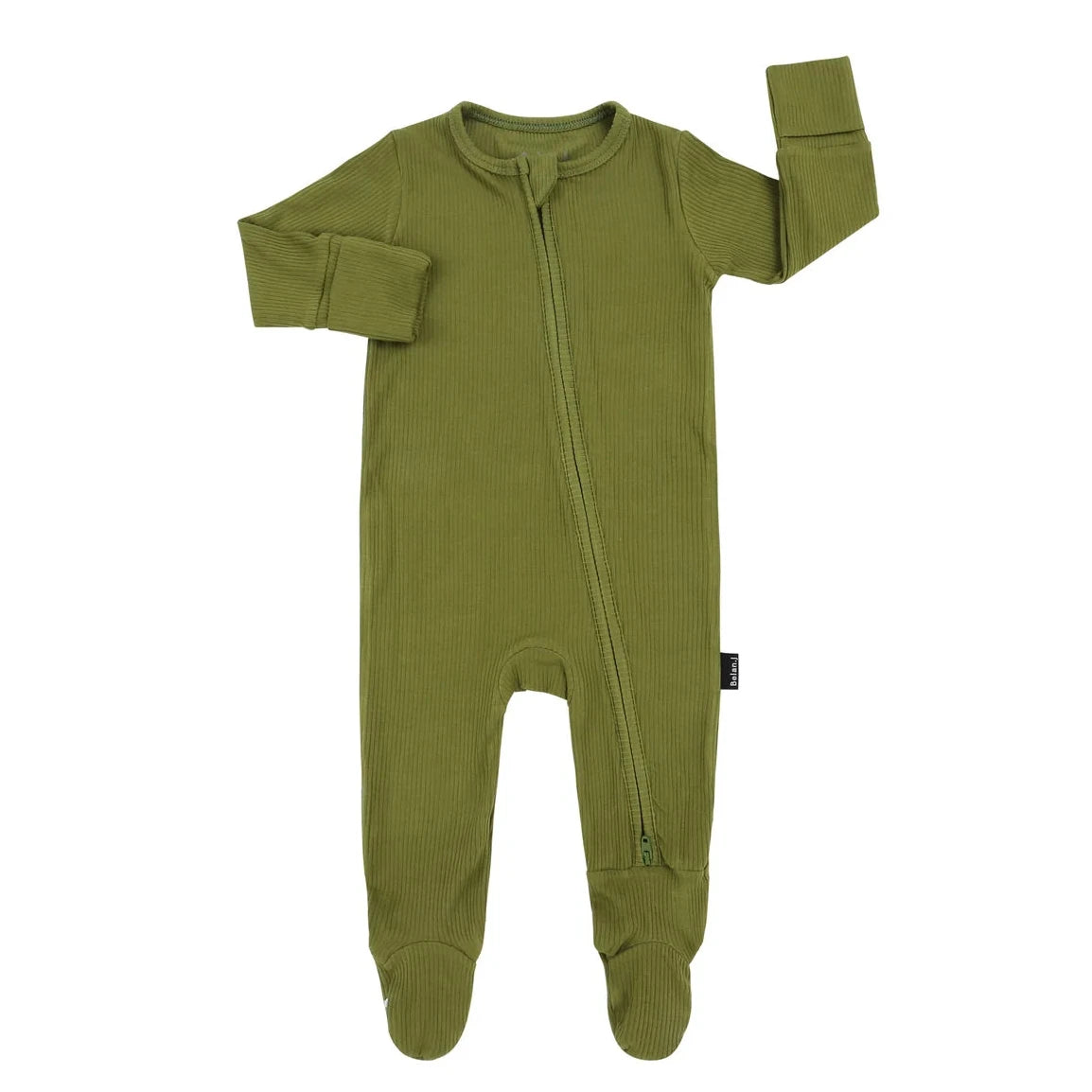 Belan J Olive Green Ribbed Footed Zipper Sleeper