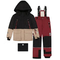 Deux Par Deux Two Piece Teknik Snowsuit Black Beige And Burgundy - Online Exclusive