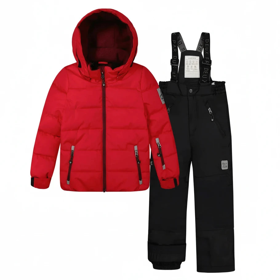 Deux Par Deux Two Piece Play Snowsuit Red With Black Pants - Online Exclusive