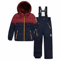 Deux Par Deux Two Piece Play Snowsuit Navy And Burgundy With Navy Pants - Online Exclusive