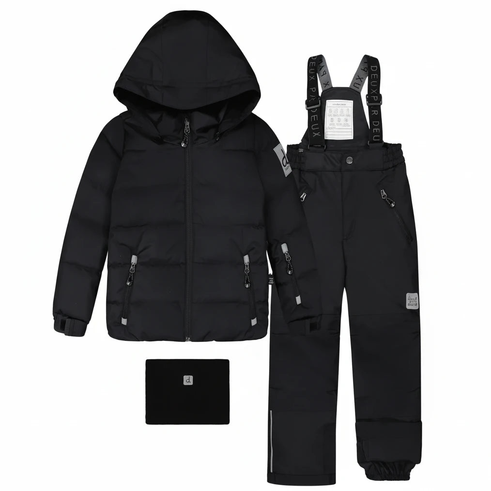 Deux Par Deux Two Piece Play Snowsuit Black With Black Pants - Online Exclusive