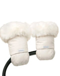 7AM Heather Beige White Faux Fur Tundra Plush Warmmuffs
