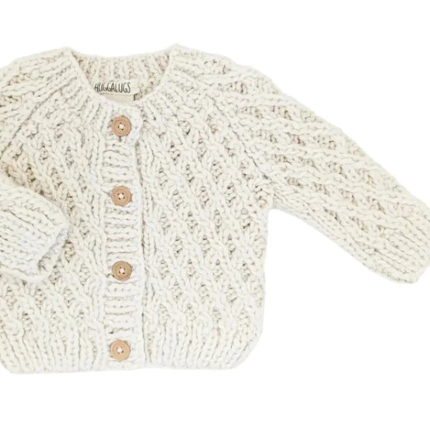 HUGGALUGS NATURAL WAFFLE CARDIGAN