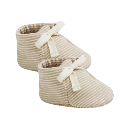 Quincy Mae Latte Micro Stripe Baby Booties