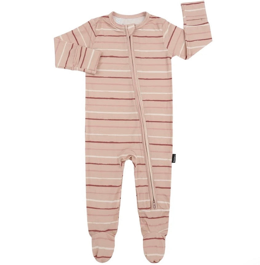 Belan J Pink Stripes Footed Zipper Sleeper
