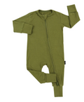 BELAN J OLIVE GREEN RIBBED BAMBOO FOOTLESS SLEEPER