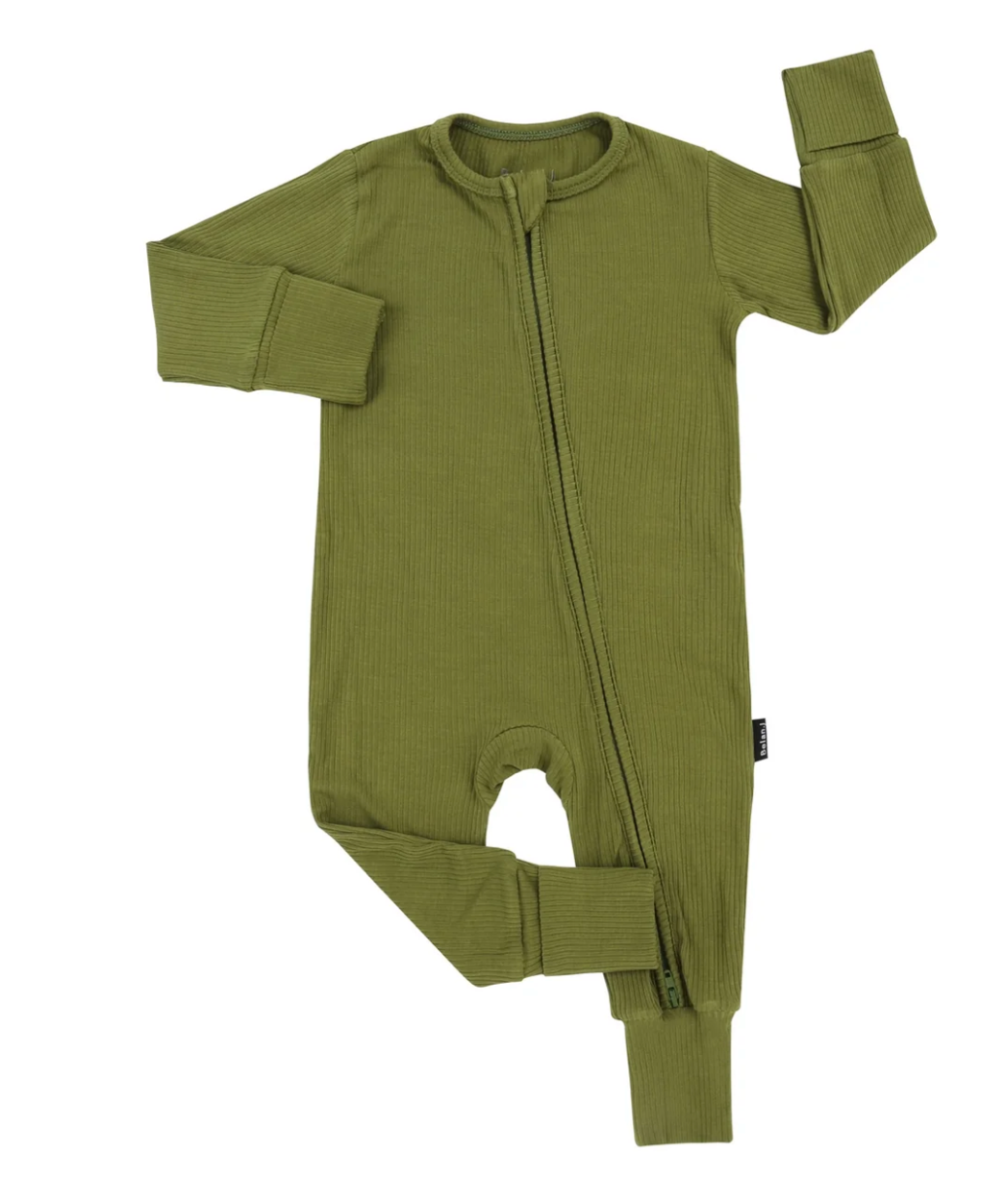 BELAN J OLIVE GREEN RIBBED BAMBOO FOOTLESS SLEEPER