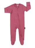 BELAN J ROSE WOOD RIBBED BAMBOO FOOTED ZIPPER SLEEPER