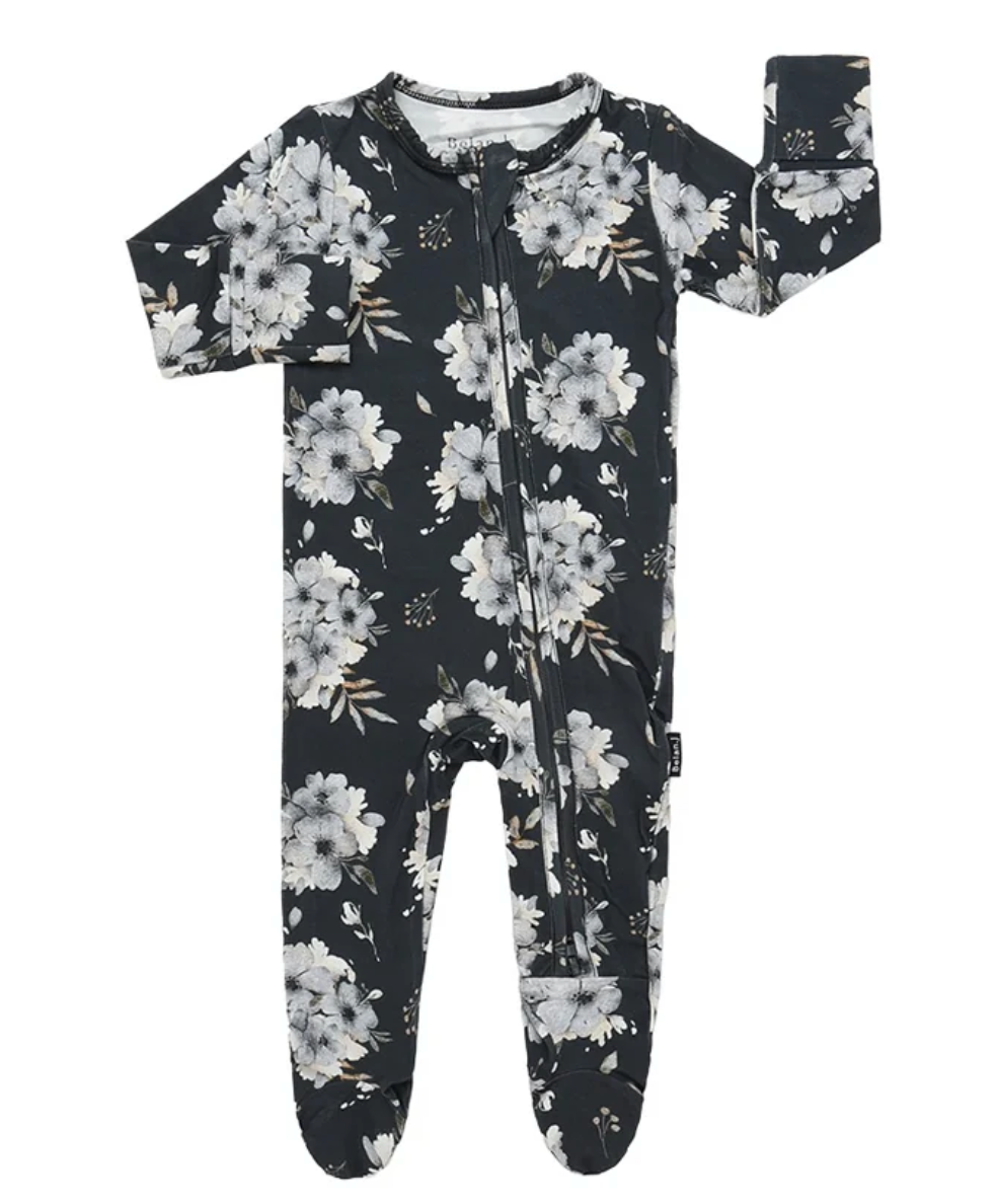 BELAN J DARK FLORAL FOOTED ZIPPER SLEEPER