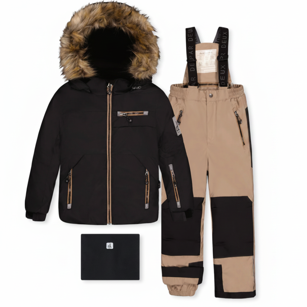 Deux Par Deux Two Piece Play Snowsuit Black & Beige - Online Exclusive