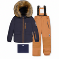 Deux Par Deux Two Piece Snowsuit Navy Blue with Brown Pants - Online Exclusive