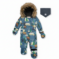 Deux Par Deux Baby One Piece Snowsuit Adapted for Car Seats Blue Bear Print - Online Exclusive