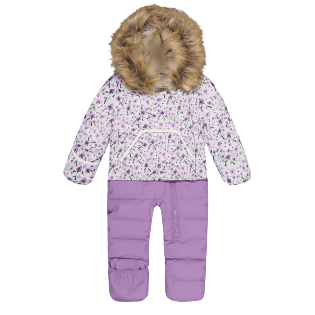 Deux Par Deux Baby Snug One Piece Snowsuit Adapted for Car Seats Purple Printed Mini Flower - Online Exclusive