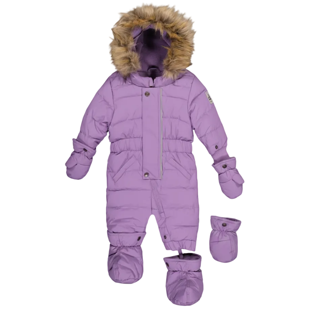 Deux Par Deux Baby Original One Piece Puffy Snowsuit with Removable Mittens and Boots Violet - Online Exclusive