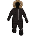 Deux Par Deux Baby Original One Piece Puffy Snowsuit with Removable Mittens and Boots Black - Online Exclusive