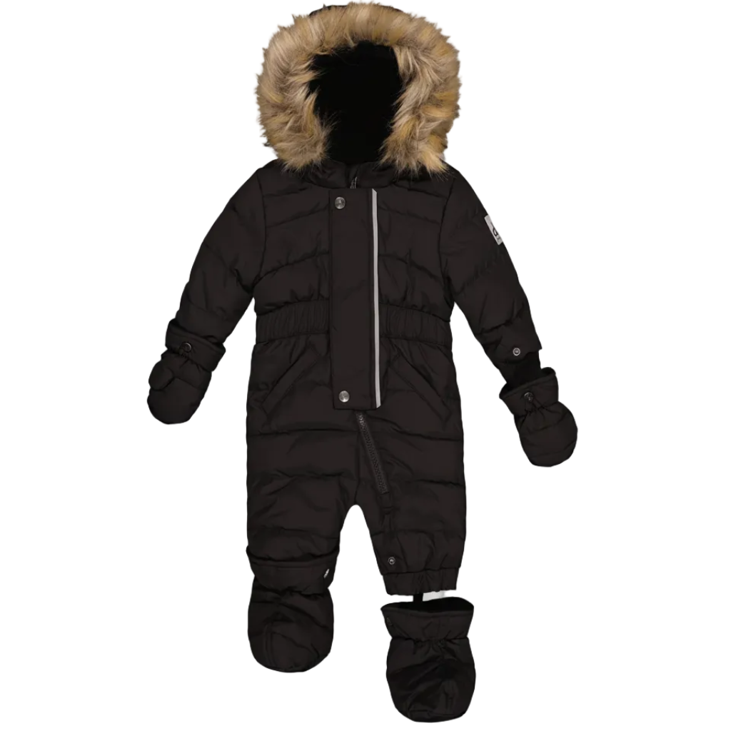 Deux Par Deux Baby Original One Piece Puffy Snowsuit with Removable Mittens and Boots Black - Online Exclusive