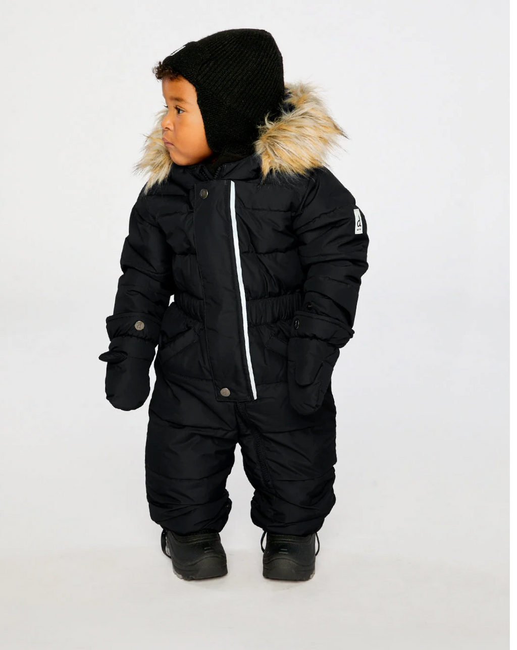 Deux Par Deux Baby Original One Piece Puffy Snowsuit with Removable Mittens and Boots Black - Online Exclusive