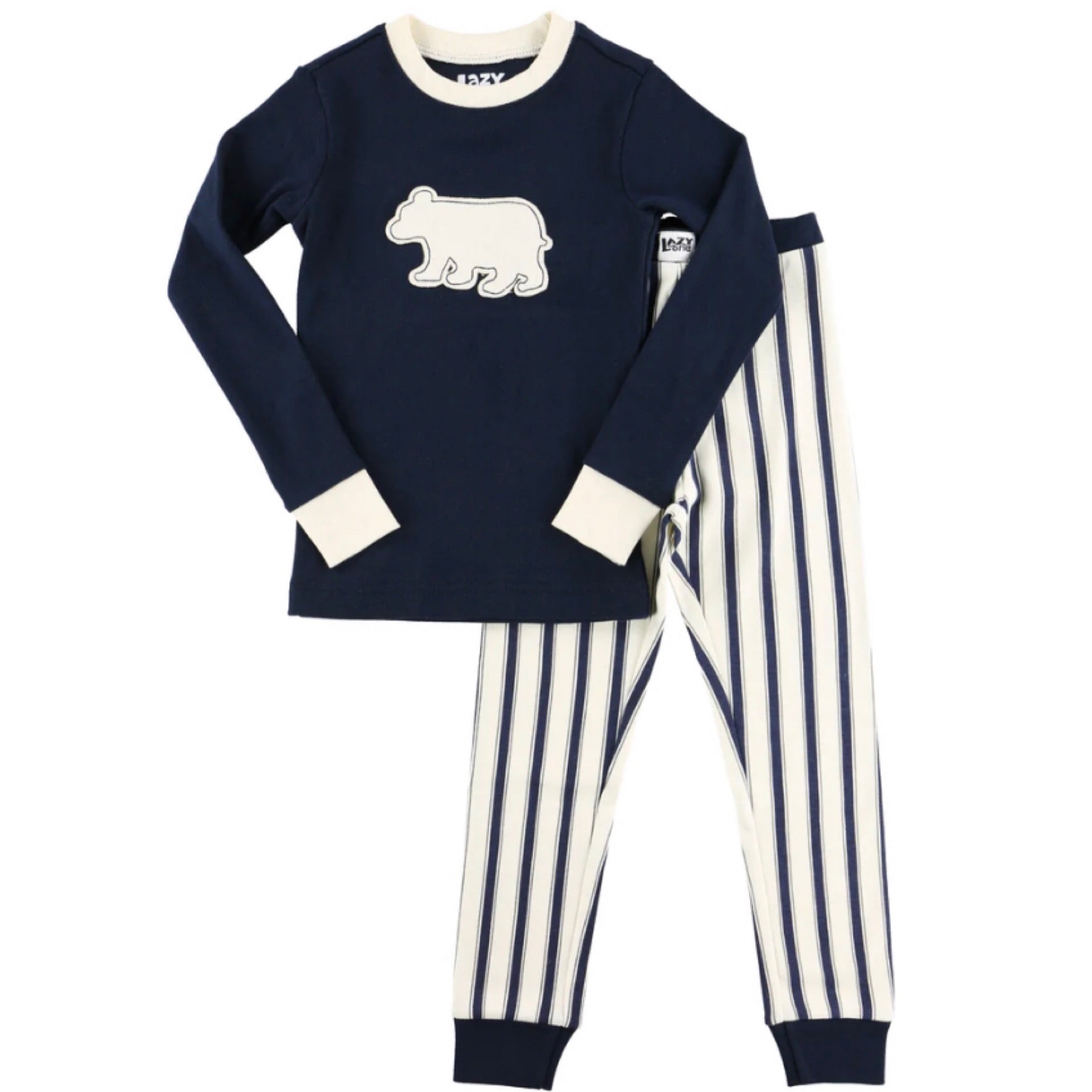 Lazy One Striped Bear Kids PJ Set