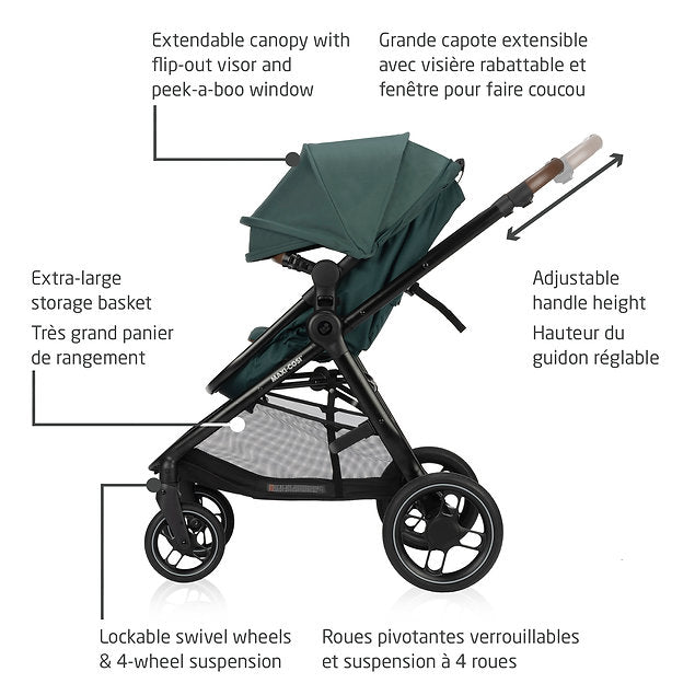 Maxi Cosi Zelia Luxe 5-in-1 Modular Travel System Essential Green - Online Exclusive