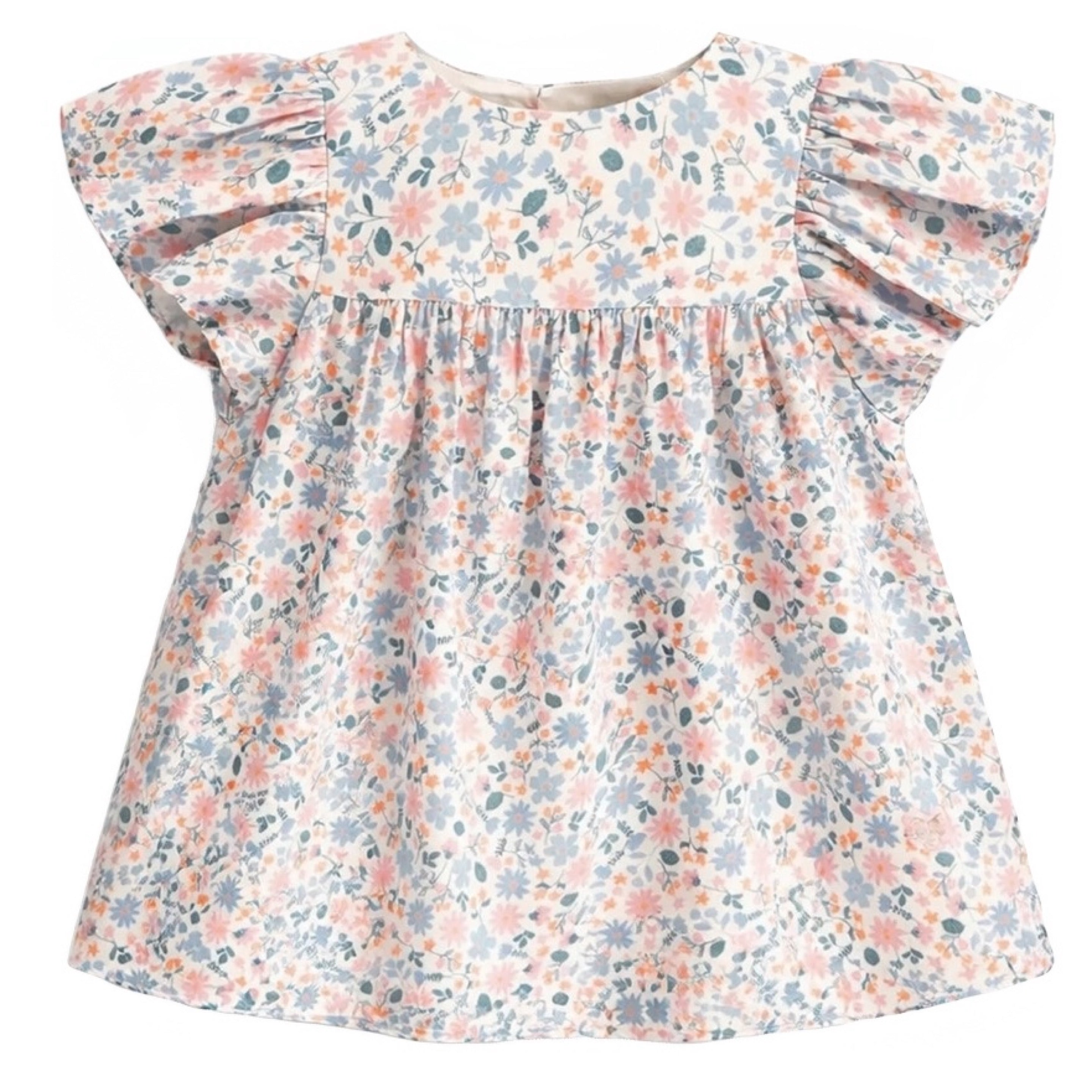Souris Mini White Dress with Floral Pattern