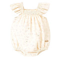 Souris Mini Cream Checkered Romper with Floral Pattern