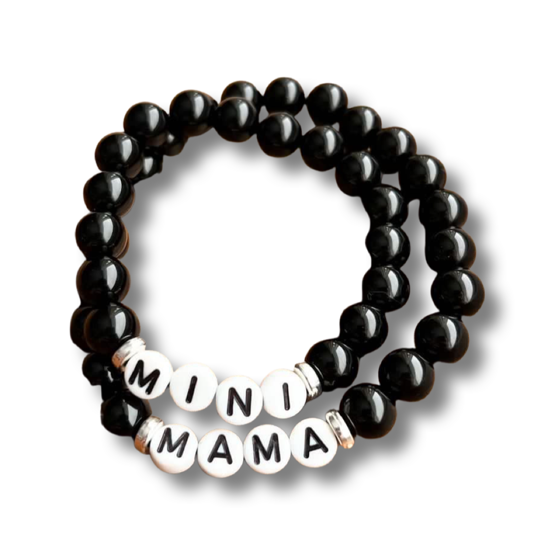 Little Moonstones Mama + Me Beaded Bracelet Set - Black Onyx
