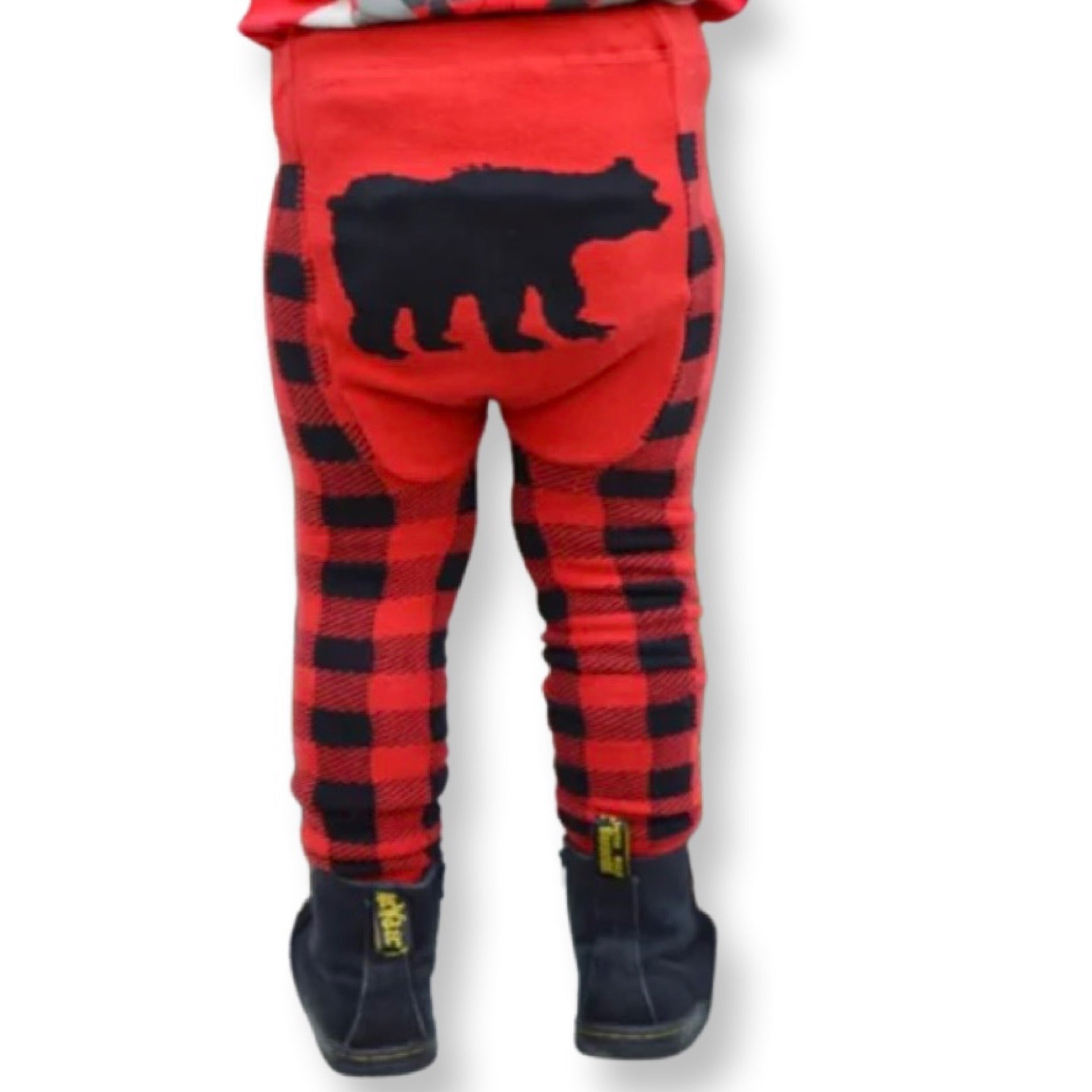 Doodle Pants Black Bear Plaid Cotton Leggings