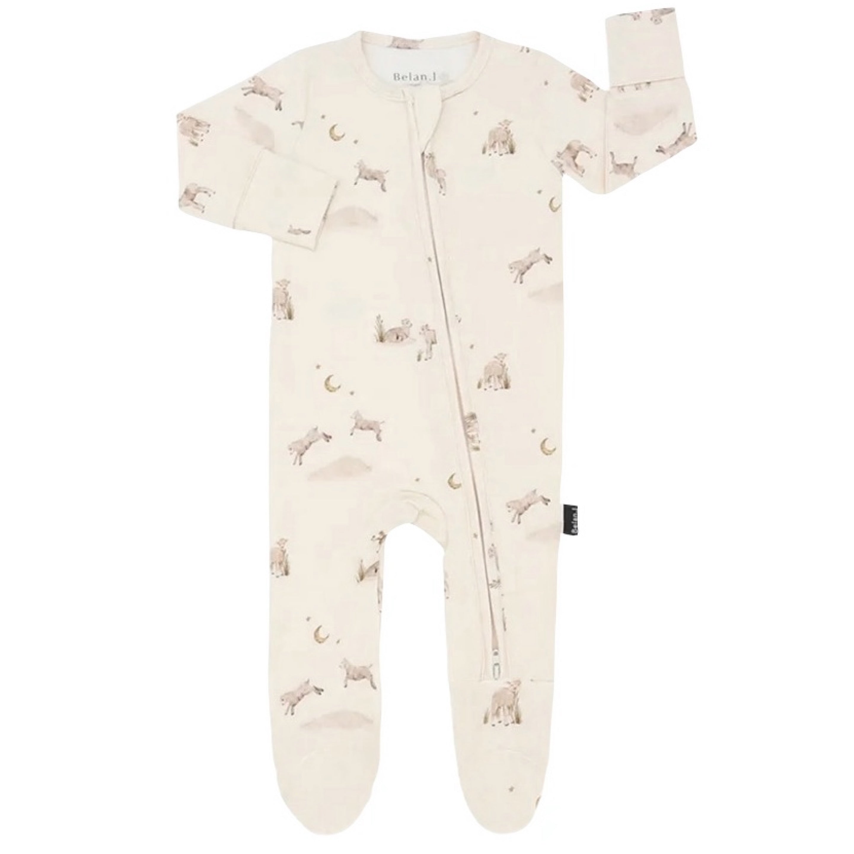 Belan J Little Lambs Footed Zipper Sleeper