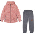 Deux Par Deux Printed Jacket Two-Piece Mid-Season Outerwear Set Small White Flowers On Pale Pink And Gray