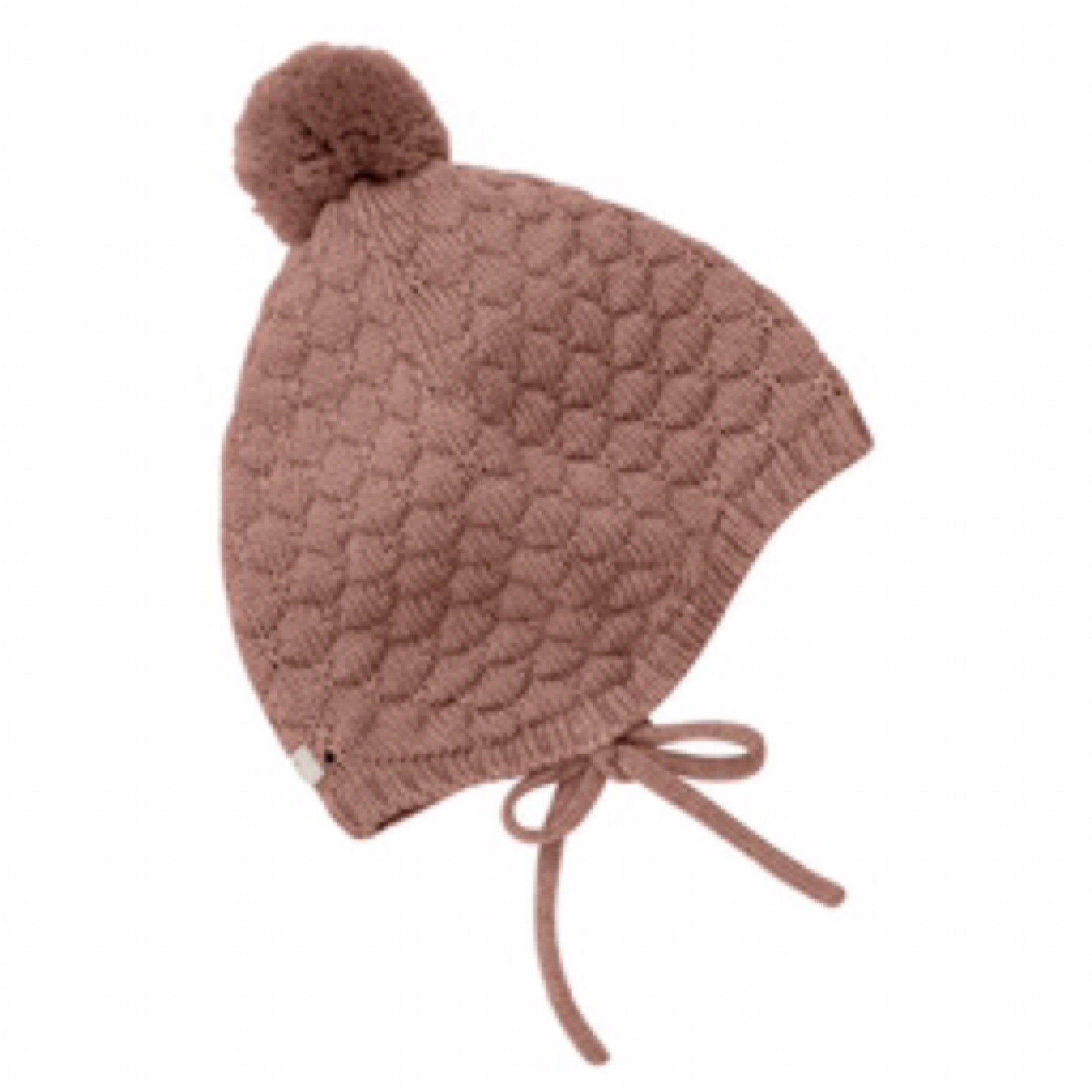 Huttelihut 4330 Burlwood Bonnet Wool Knit Pompom
