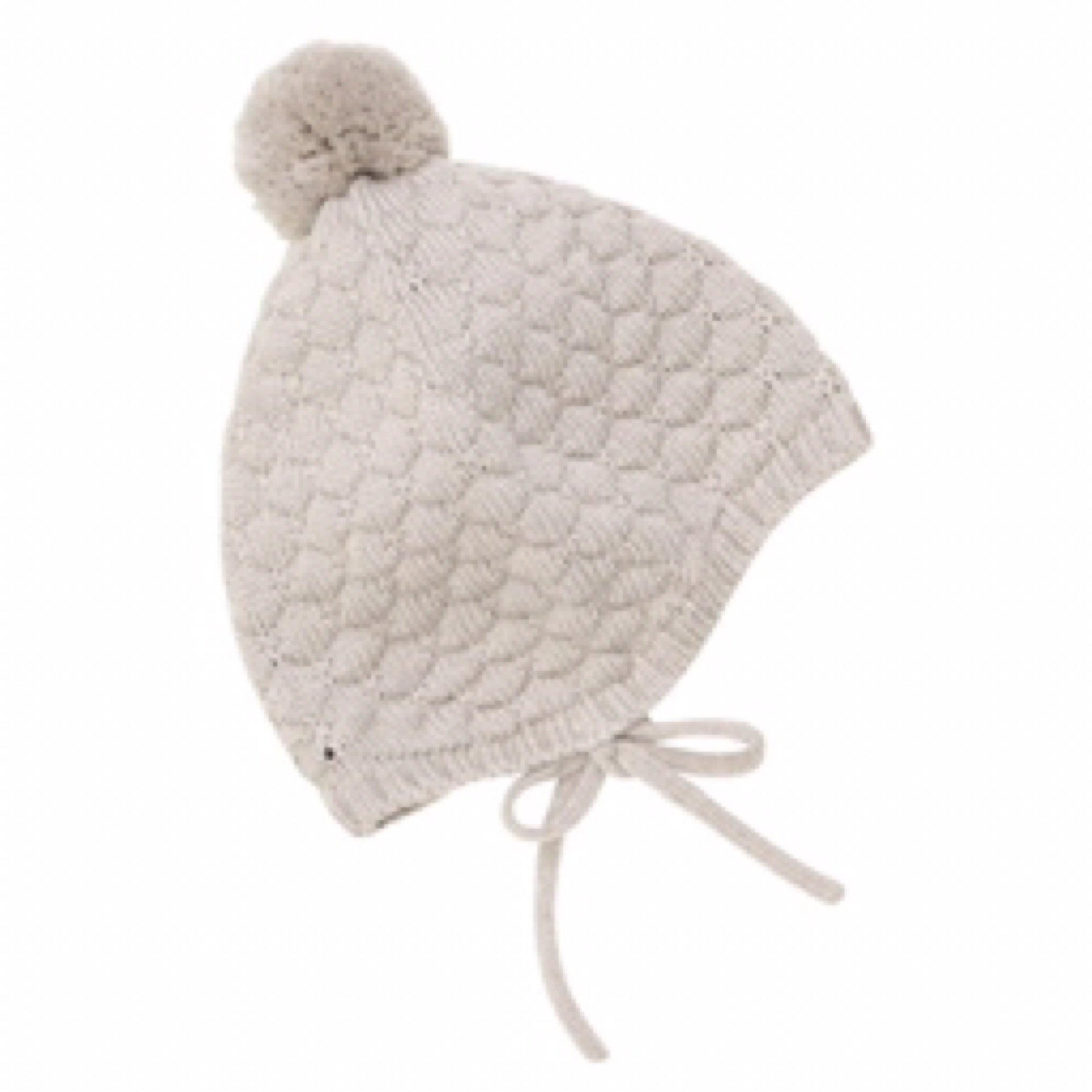 Huttelihut 2601 Sand Melange Bonnet Wool Knit Pompom