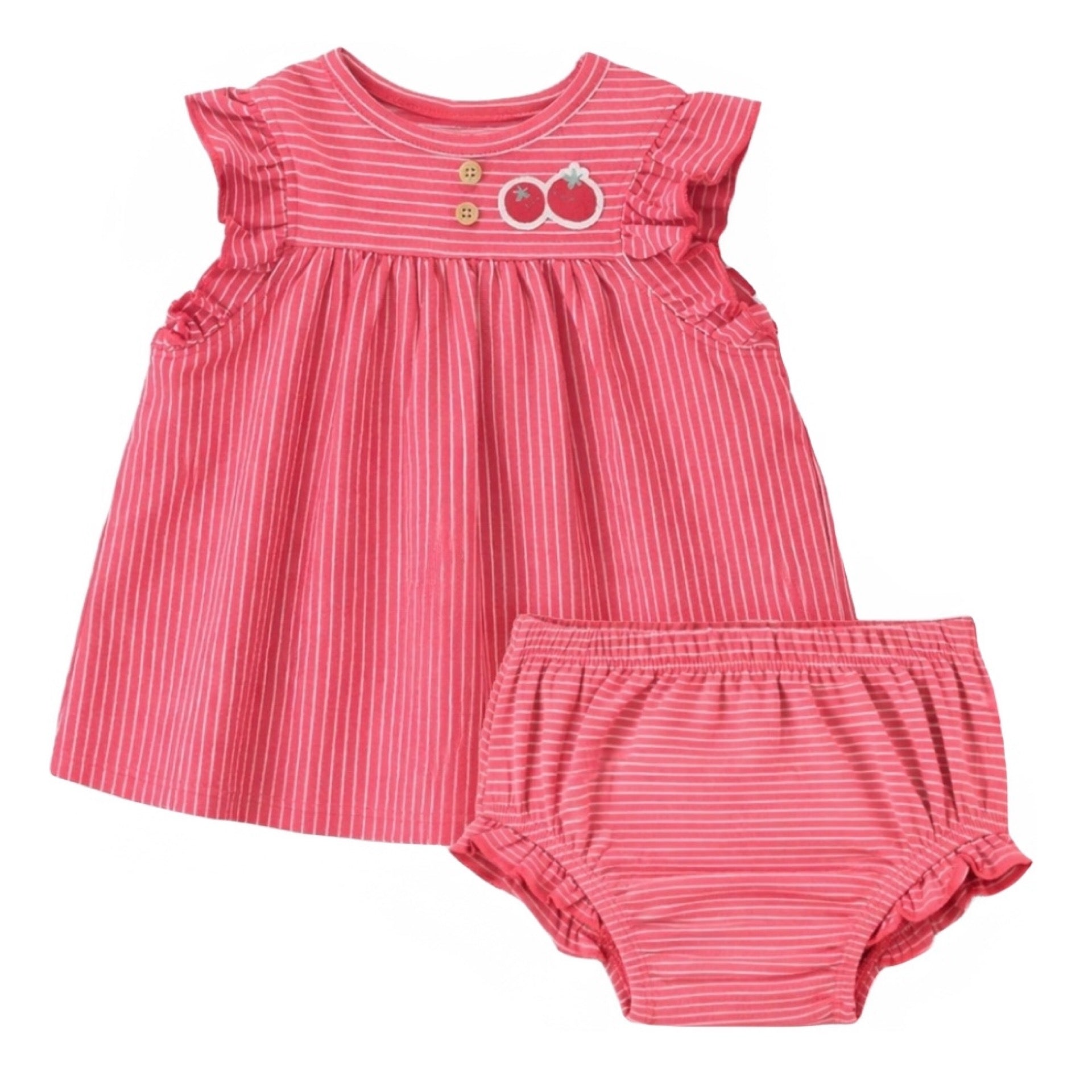 Souris Mini Red & White Striped Dress + Bloomers
