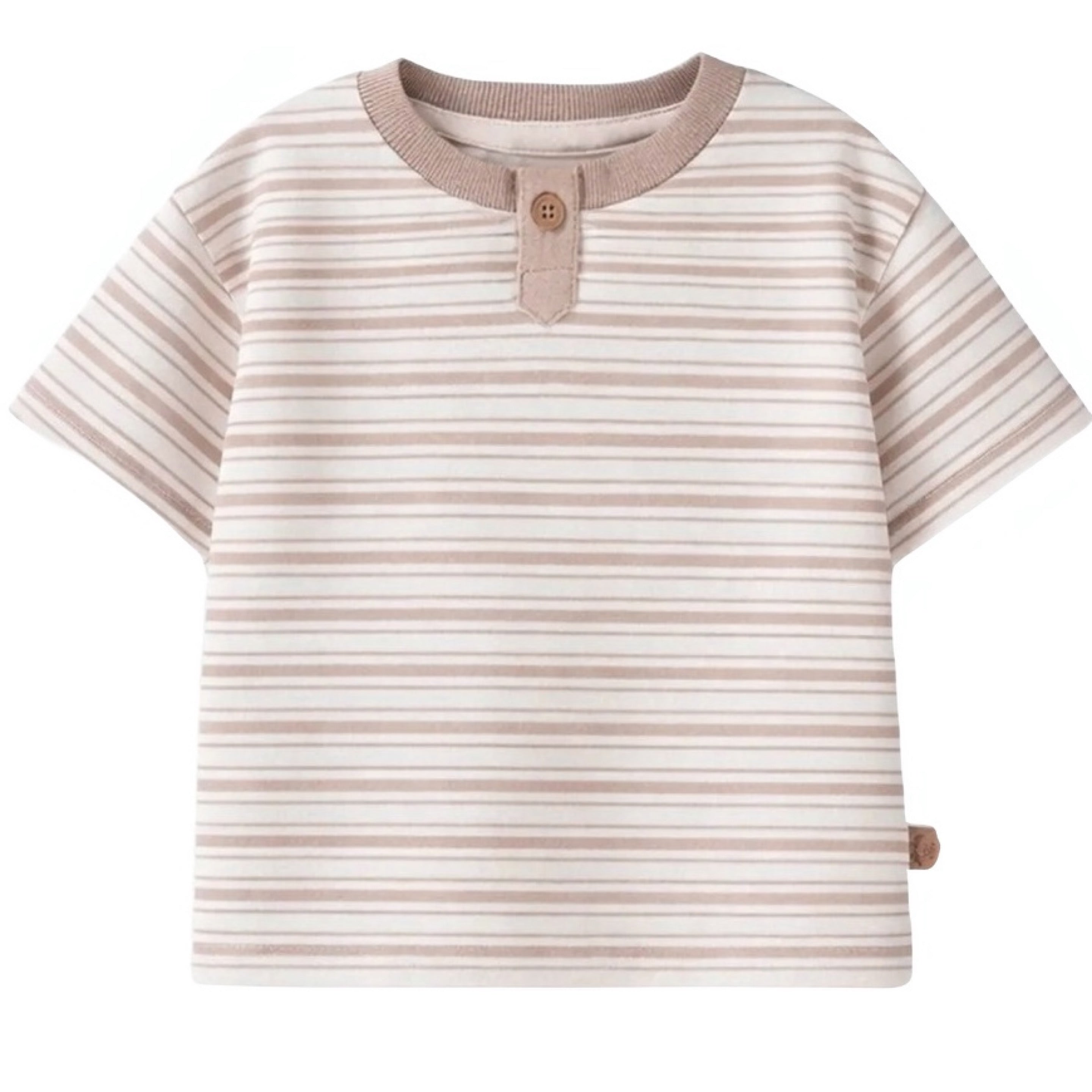 Souris Mini White & Beige Striped T-Shirt