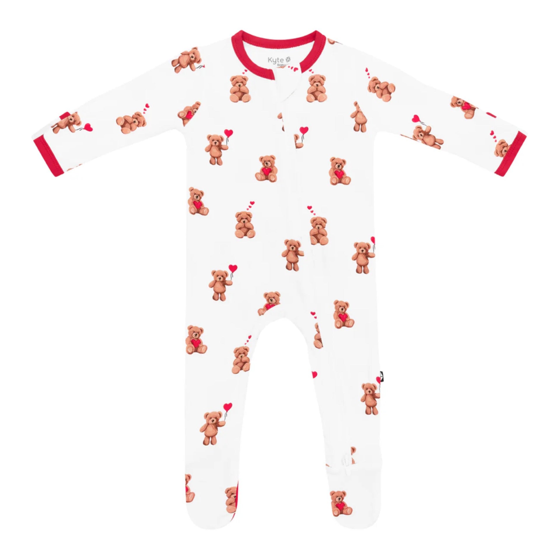 Kyte Baby Bear Hearts Zippered Footie