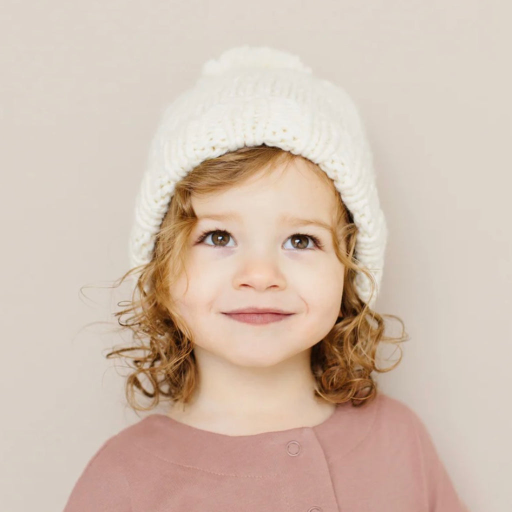 The Blueberry Hill Cream Classic Pom Hat