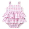 Kyte Baby Gingham Thistle Spaghetti Strap Ruffle Romper
