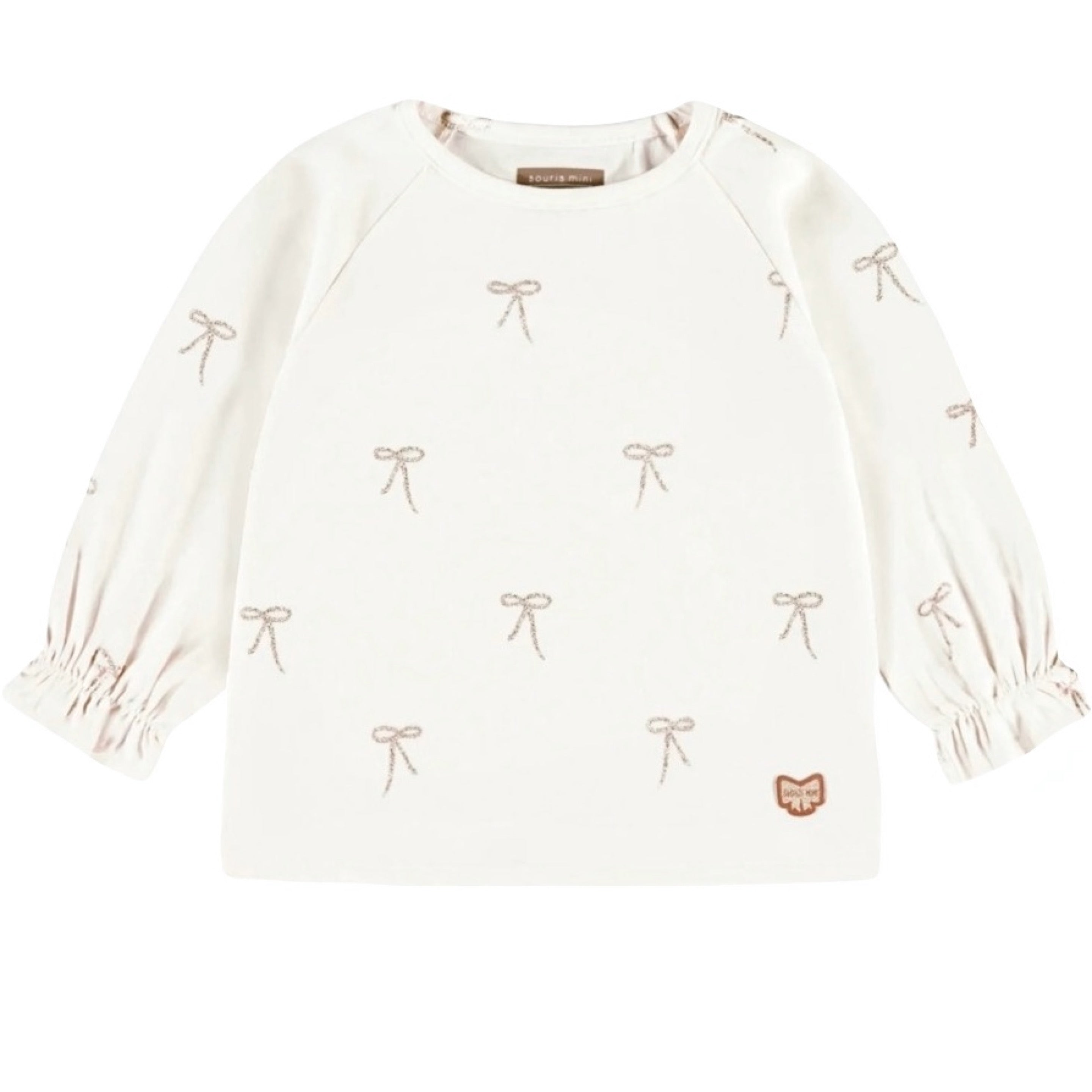 Souris Mini Cream Shirt With Bow Pattern