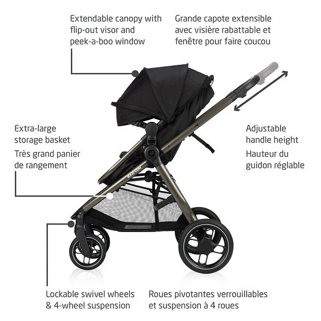 Maxi Cosi Zelia Luxe 5-in-1 Modular Travel System New Hope Black -  Online Exclusive