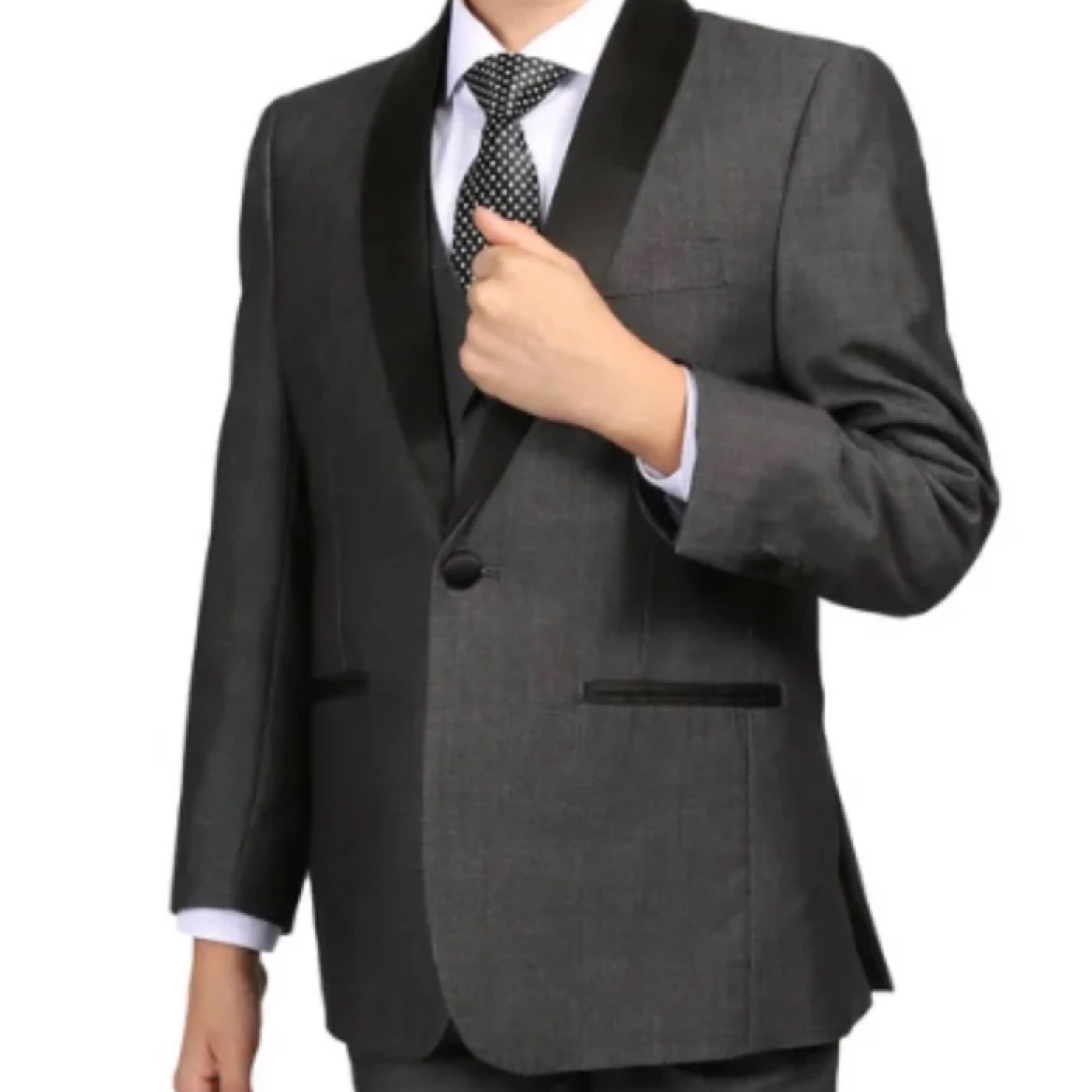 Ferrecci Boys Reno JR 5 Piece Shawl Tuxedo Set - Grey