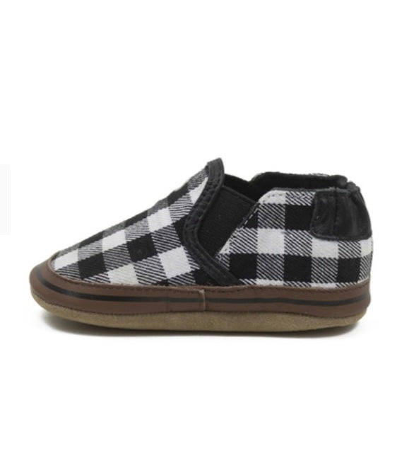 Robeez Soft Sole - Liam Plaid Black Flannel